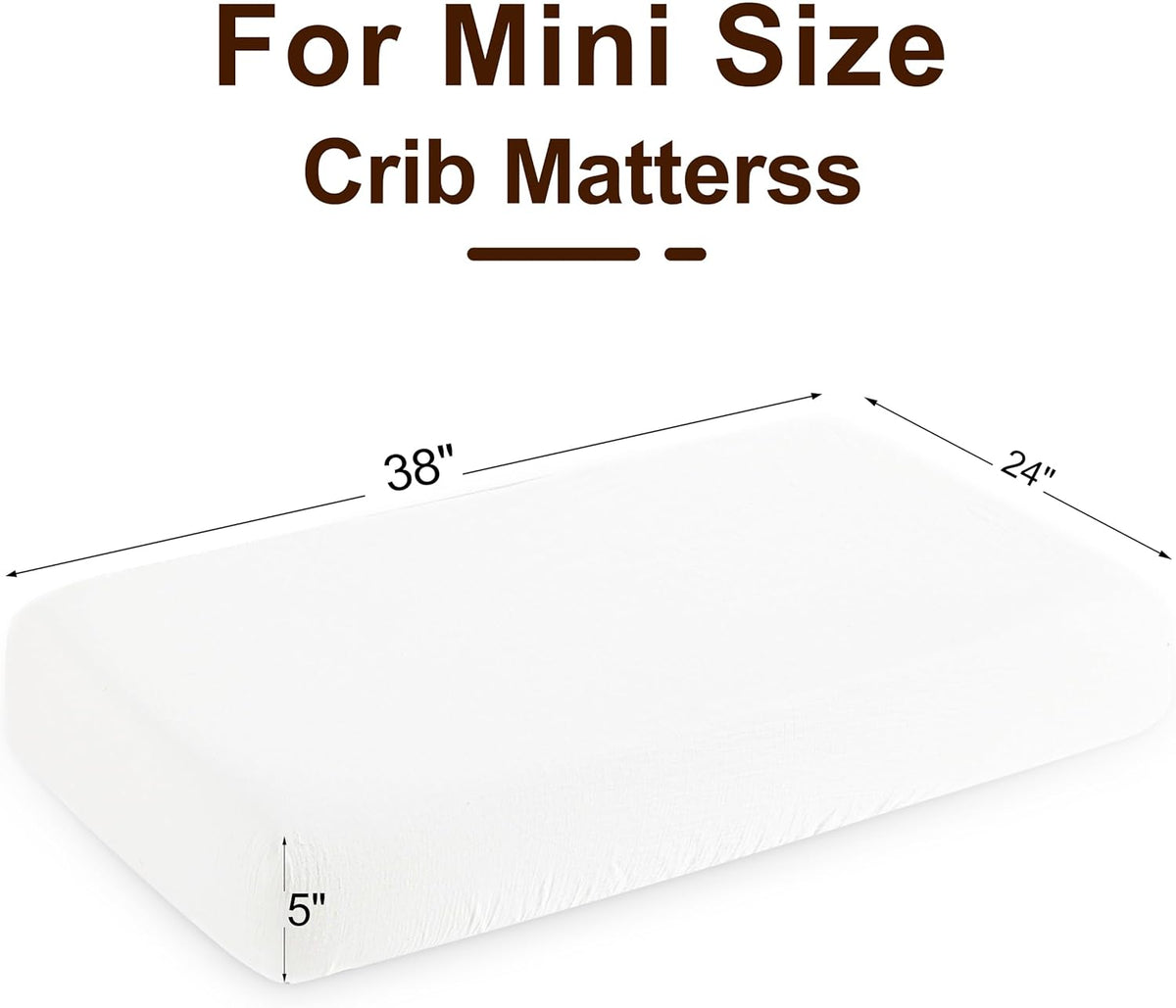 2 Pack Muslin Cott Mini Crib Sheets, Soft and Breathable Double Layer 24x38 Baby Crib Sheets for Mini Crib and Toddler Mattresses, Boys, Girls, Unisex, White, 24x38 Inches
