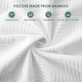 Queen Size 100% Waterproof Mattress Protector, Mattress Pad Cover Fitted 8"-21" Deep Pocket, 3D Air Fabric Soft Breathable Cooling Bed Mattress Cover Noiseless Washable, White-Fence