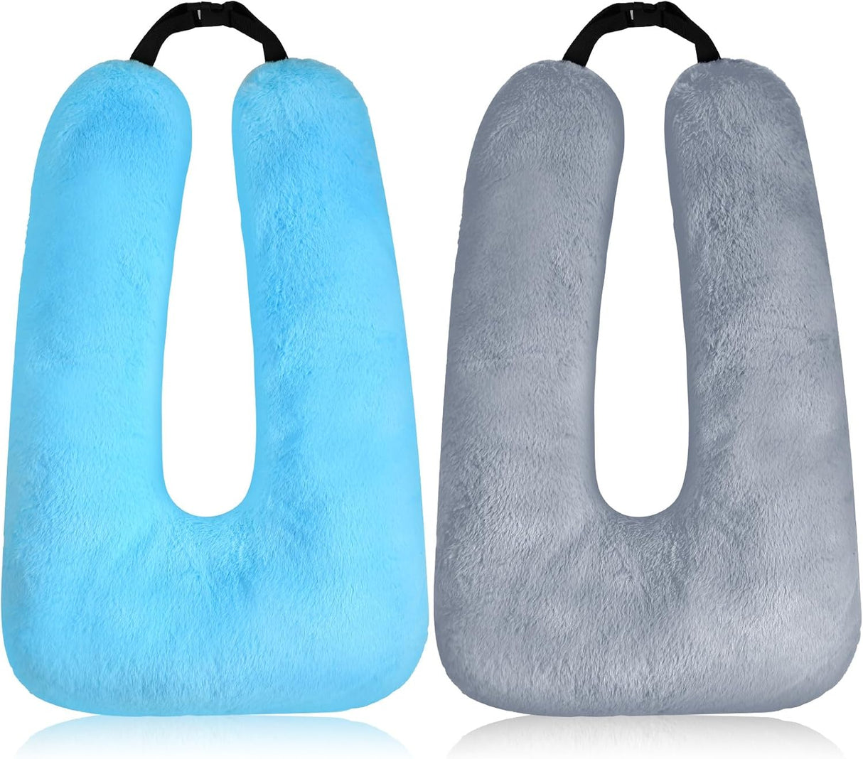 2 Pcs Car Travel Pillow for the Back Seat 28 x 18 in Sleeping Reading Pillows for Long Distance Travel Car Cushion for Kids Adults Head and Body Support U Shaped Pad for Travel(Gray, Blue)