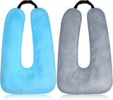 2 Pcs Car Travel Pillow for the Back Seat 28 x 18 in Sleeping Reading Pillows for Long Distance Travel Car Cushion for Kids Adults Head and Body Support U Shaped Pad for Travel(Gray, Blue)