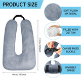 2 Pcs Car Travel Pillow for the Back Seat 28 x 18 in Sleeping Reading Pillows for Long Distance Travel Car Cushion for Kids Adults Head and Body Support U Shaped Pad for Travel(Gray, Blue)