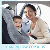 2 Pcs Car Travel Pillow for the Back Seat 28 x 18 in Sleeping Reading Pillows for Long Distance Travel Car Cushion for Kids Adults Head and Body Support U Shaped Pad for Travel(Gray, Blue)