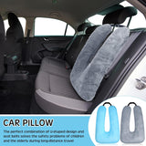 2 Pcs Car Travel Pillow for the Back Seat 28 x 18 in Sleeping Reading Pillows for Long Distance Travel Car Cushion for Kids Adults Head and Body Support U Shaped Pad for Travel(Gray, Blue)