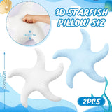 2 Pcs Starfish Pillow Cute Beach Pillow 20'' Star Fish Shaped Throw Pillows Plush Beach Room Decor Decorative Ocean Star Stuffed Animal Plush Cushion for Bedroom Living Room (White,Blue)
