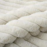 Decorative Throw Pillow with Inserts, Set of 2 Soft Faux Fur Throw Pillows, Square Boho Striped Pillow for Couch, Bed, Sofa Decor(Beige, 18" x 18")