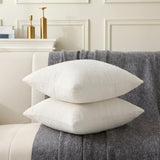 18" x 18" Decorative Throw Pillow with Inserts, Set of 2 Soft Textured Boucle Throw Pillows, Square Boho Pillow for Couch, Bed, Sofa Decor (White, 18" x 18"(Pack of 2))