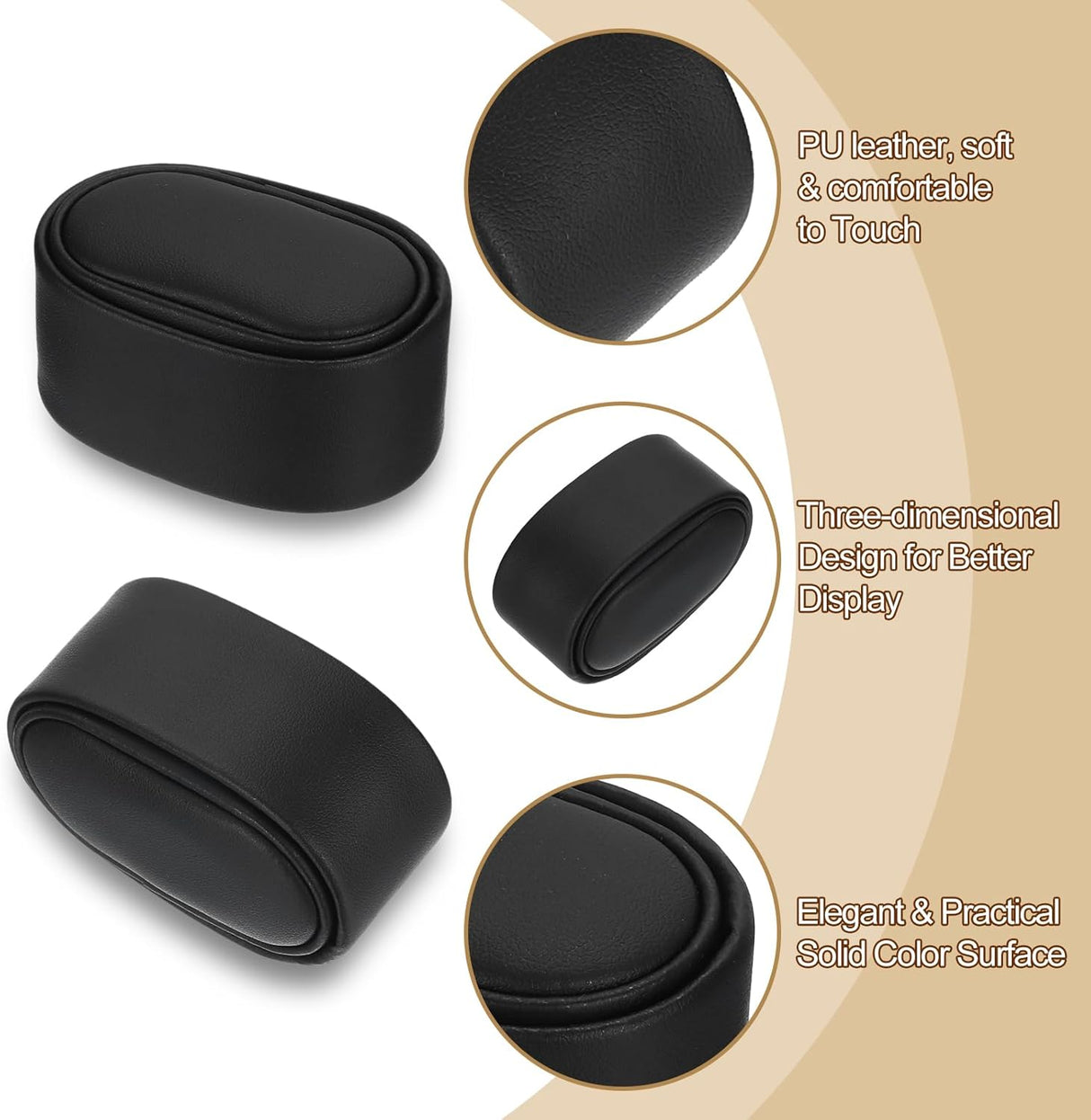 12Pcs Watch Display Pillow, 2.68" x 1.18" x 1.77" Bracelet Watch Pillow PU Leather Watch Pillow for Watch Box Bangle Cushions Display Storage, Black