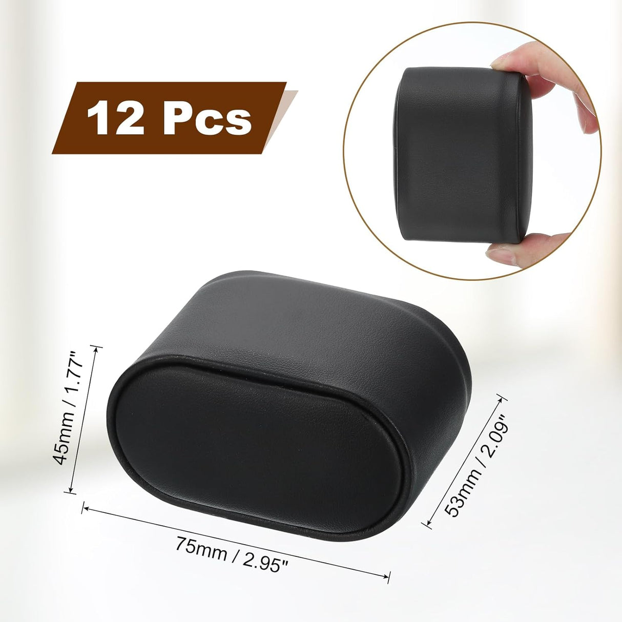 12Pcs Watch Display Pillow, 2.95" x 2.09" x 1.77" Bracelet Watch Pillow PU Leather Watch Pillow for Watch Box Bangle Cushions Display Storage, Black