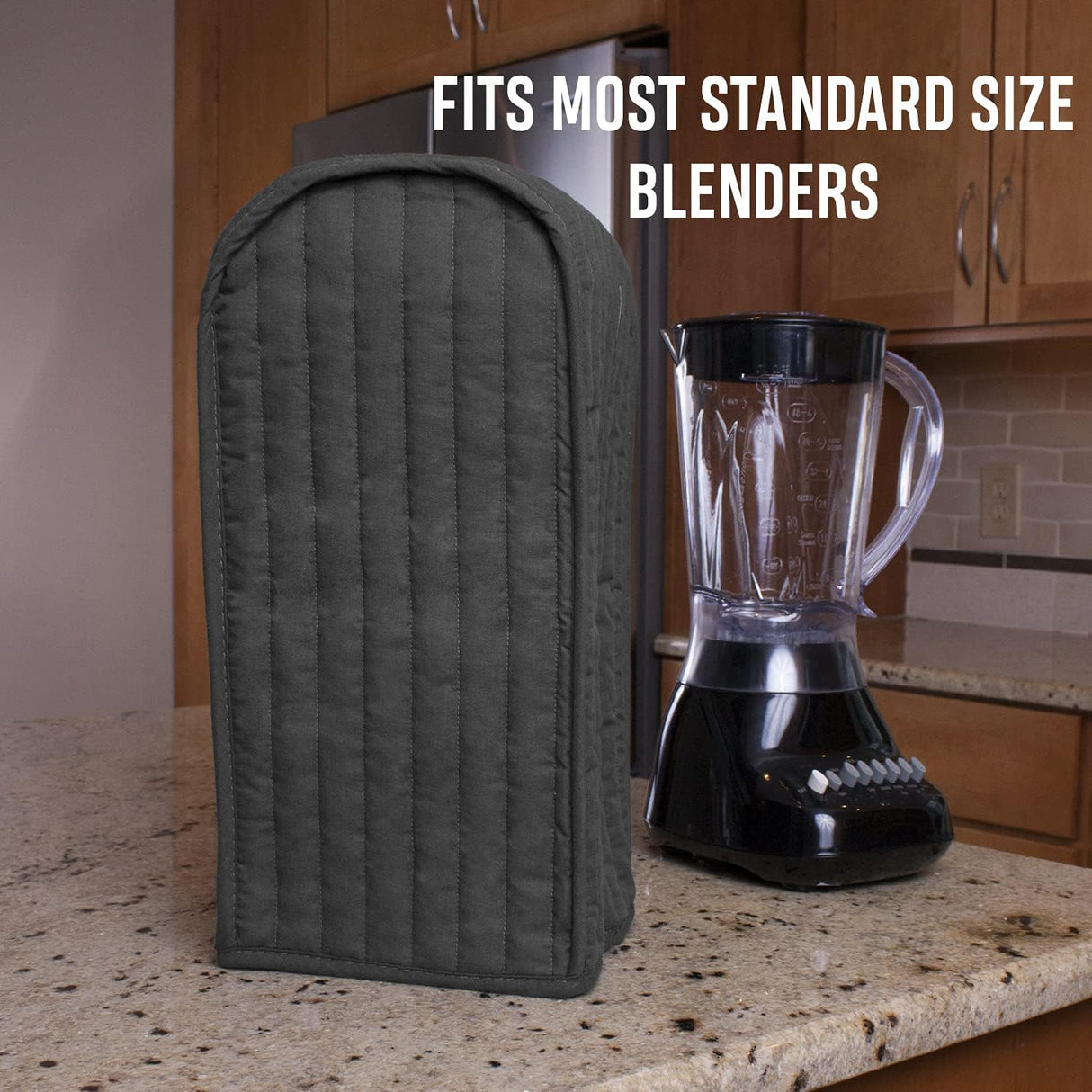 Polyester / Cotton Quilted Blender Appliance Cover, Dust and Fingerprint Protection, Machine Washable, Graphite Grey