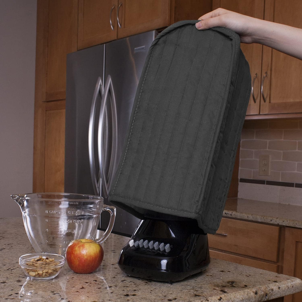 Polyester / Cotton Quilted Blender Appliance Cover, Dust and Fingerprint Protection, Machine Washable, Graphite Grey