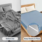 Adjustable Elastic Sheet Straps Fasteners White 4Pcs and 2Pcs