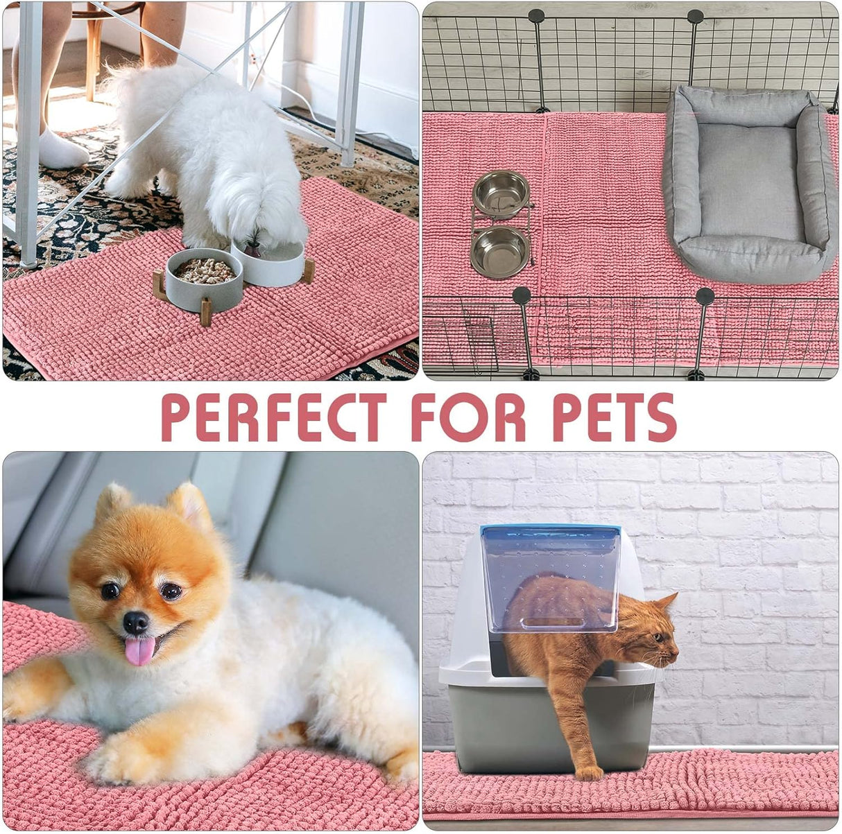 Amylove 4 Pcs Guinea Pig Cage Liner Washable Fleece Pee Pads Pet Dog Cat Bedding Training Mat for Small Animal Guinea Pig Puppy Bunny Hamster(16 x 24 Inch,Rectangular,Pink)