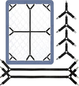 Bed Sheet Straps, 6 Pack Fitted Bed Sheet Fasteners Clips Adjtable Crisscross Bed Sheet Holder Straps for Corners Mattress Sheet Spenders Grippers Bedding Accessories, Black