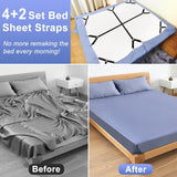 Bed Sheet Straps, 6 Pack Fitted Bed Sheet Fasteners Clips Adjtable Crisscross Bed Sheet Holder Straps for Corners Mattress Sheet Spenders Grippers Bedding Accessories, Black