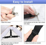Bed Sheet Straps, 6 Pack Fitted Bed Sheet Fasteners Clips Adjtable Crisscross Bed Sheet Holder Straps for Corners Mattress Sheet Spenders Grippers Bedding Accessories, Black