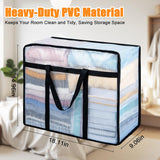 4 Pack Clear Blanket Storage Bags, Plastic Comforter Clothes Storage Bags Underded Moving Bags Closet Organizers and Storage Zippered Sturdy Handle for Bedding, Clothes, Linen, Toys, Quilt, Duvet 40L