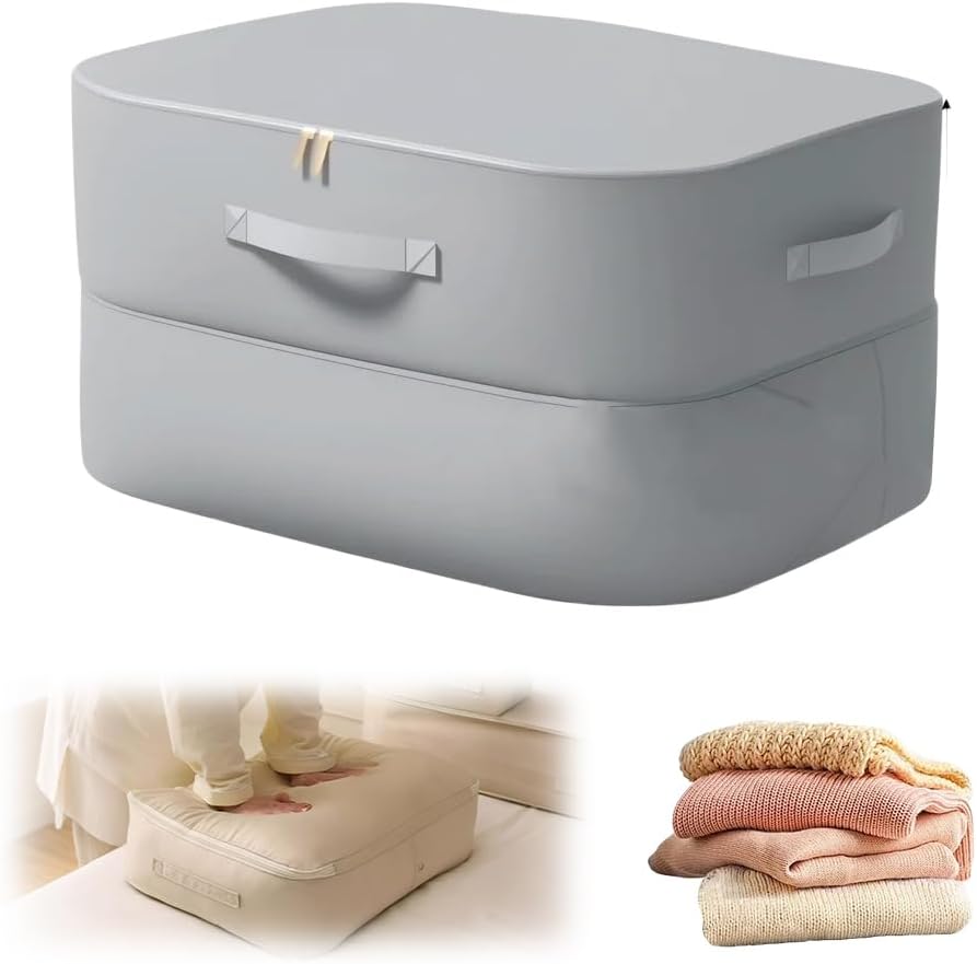 2026 New 3-Layer Ultra Space Saving Self Compression Organizer, Multifunctional Comforter Storage Bag for Comforters, Clothes, Blankets, Home Organization Must Haves (Gery, Large)