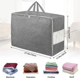 2Pack 105L Extra Large Storage Bags, Folding Moving Comforter Blanket Storage Bags Closet Organizers and Storage Containers for Clothes with Strong Handles&Zippers Clear Window for Bedding Pillow Grey