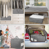 2Pack 105L Extra Large Storage Bags, Folding Moving Comforter Blanket Storage Bags Closet Organizers and Storage Containers for Clothes with Strong Handles&Zippers Clear Window for Bedding Pillow Grey