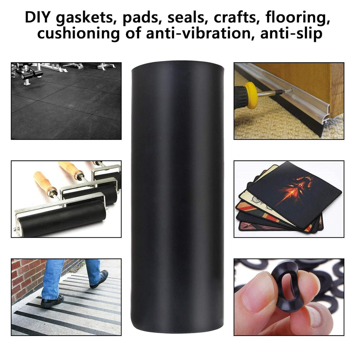 Neoprene Rubber Sheet 1/8" Thick x 16" Wide x 30" Long, Solid Rubber Sheets, Rolls & Strips for Gaskets Material, Pads, Crafts, Weather Stripping, Flooring, Black