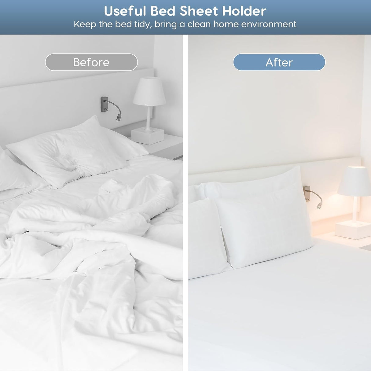 4PCS Bed Sheet Holders Straps for Corners, Elastic Adjustable Fitted Sheet Holder, Easy Install Bed Sheet Holder Suit for Round and Square Mattresses Bedspread Fasteners and Suspenders