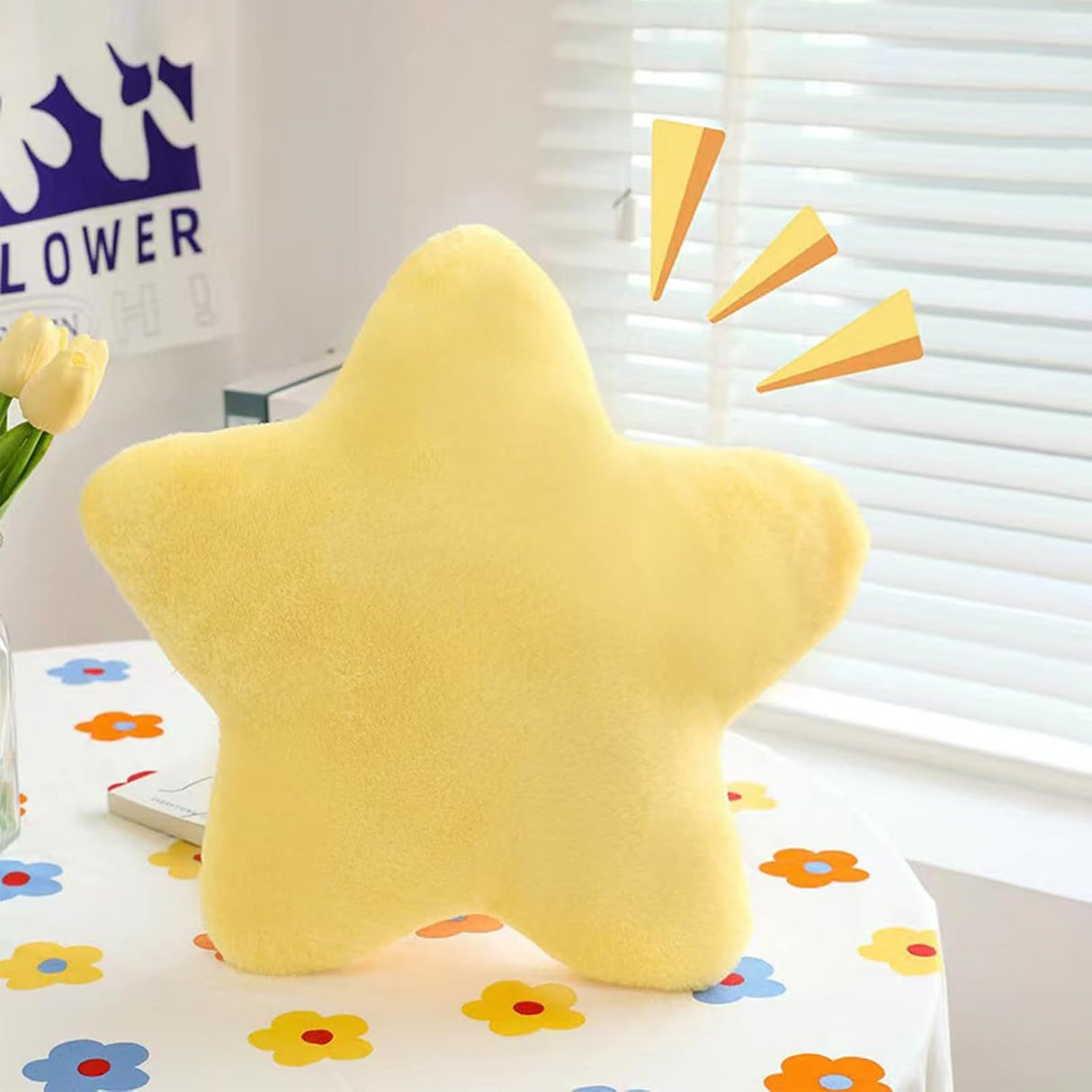 Cute Pillow Cushion Decorative Nursery Stuffed Throw Pillows Yellow Pink Sofa Pillow Cushion Star Plush Pillow Kids Boys Girls Adults Car Home Chair Floor Bed Gift Reading Nook TV