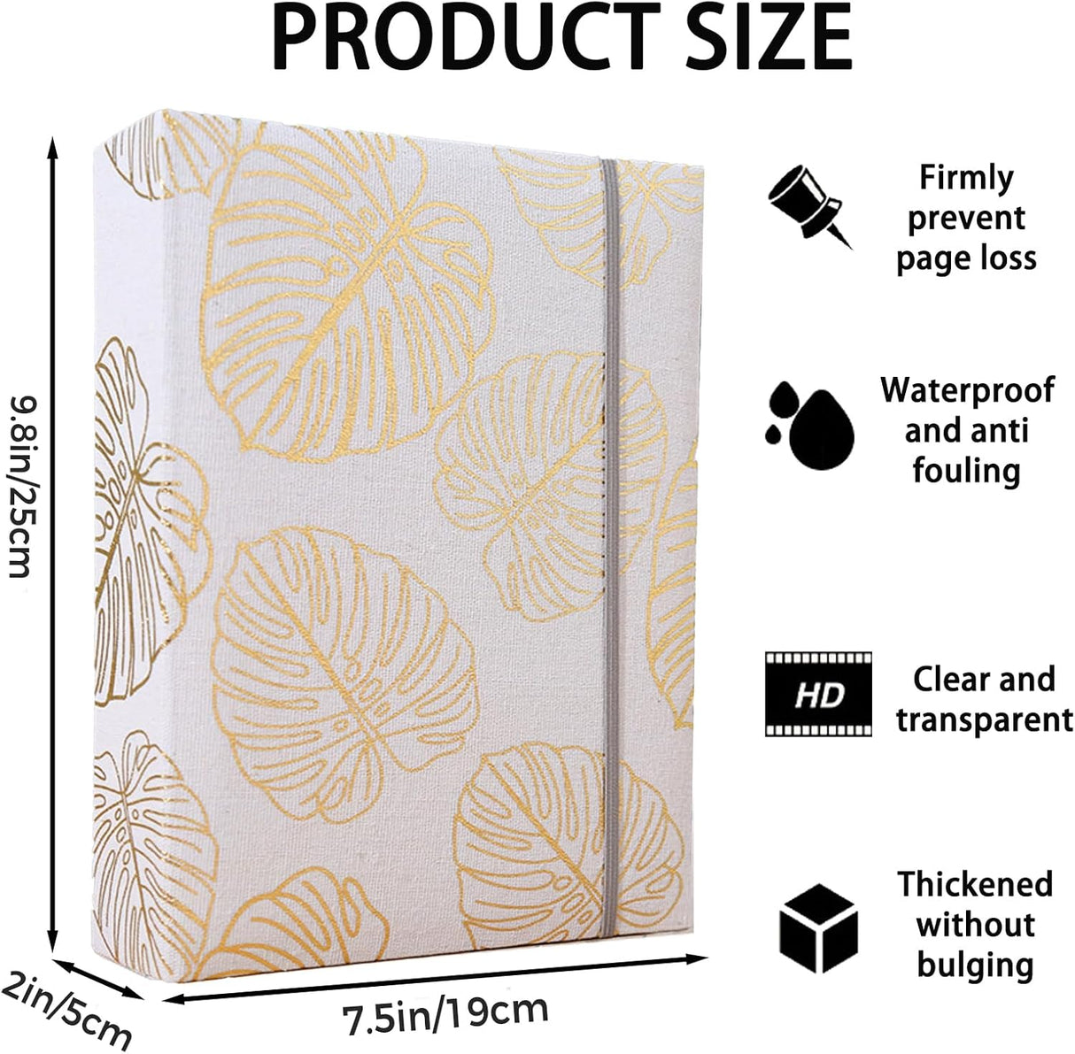 Photo Album 4x6 200 Photos Linen Cover Picture Photo Book for Family Wedding Anniversary Baby Vacation (200 Photos (4x6), Golden Leaves)