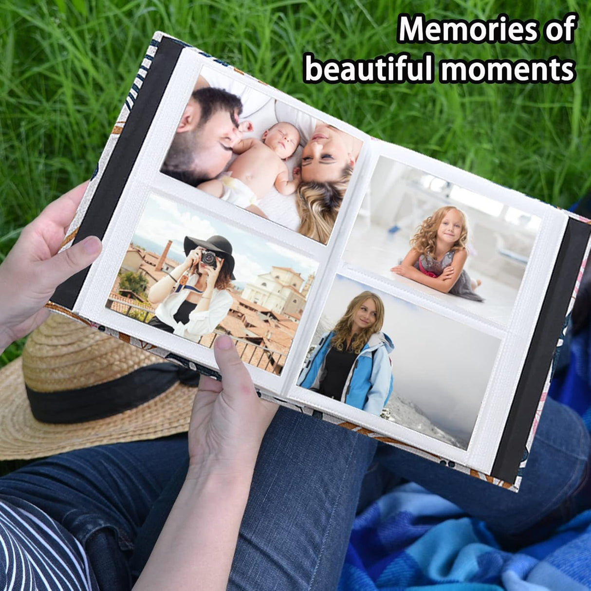 Photo Album 4x6 200 Photos Linen Cover Picture Photo Book for Family Wedding Anniversary Baby Vacation (200 Photos (4x6), Golden Leaves)