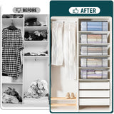 3-Pack Clothes Storage Bags, Plastic Foldable Blanket bins, Closet Organizer Container for Bedroom, Bedding, Comforters, Pillows, and Clothing - 35L with Handles