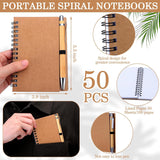 50 Set Notebook with Pen Bulk Appreciation Gifts, Spiral Kraft Pocket Notebooks Lined Journal Thank You Gifts for Employee Teacher Nurse Back to School Favors -