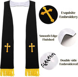 1 Pack Wedding Reversible Stole with Tassels, 75 Inch Clergy Mass Stoles Cross, White Embroidered Priest Sash Stole, Pastor Shawl for Officiant Robe Cassock