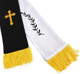 1 Pack Wedding Reversible Stole with Tassels, 75 Inch Clergy Mass Stoles Cross, White Embroidered Priest Sash Stole, Pastor Shawl for Officiant Robe Cassock