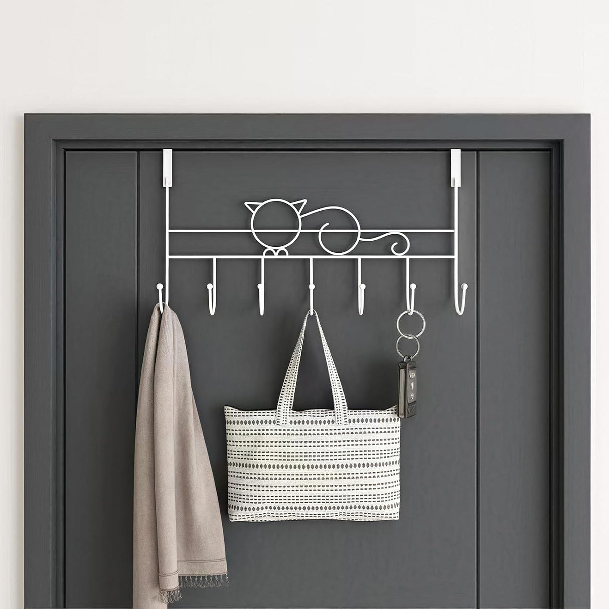 Door hooks, coat hangers for jackets, towels, bags, bathrobes (1 pack, white)