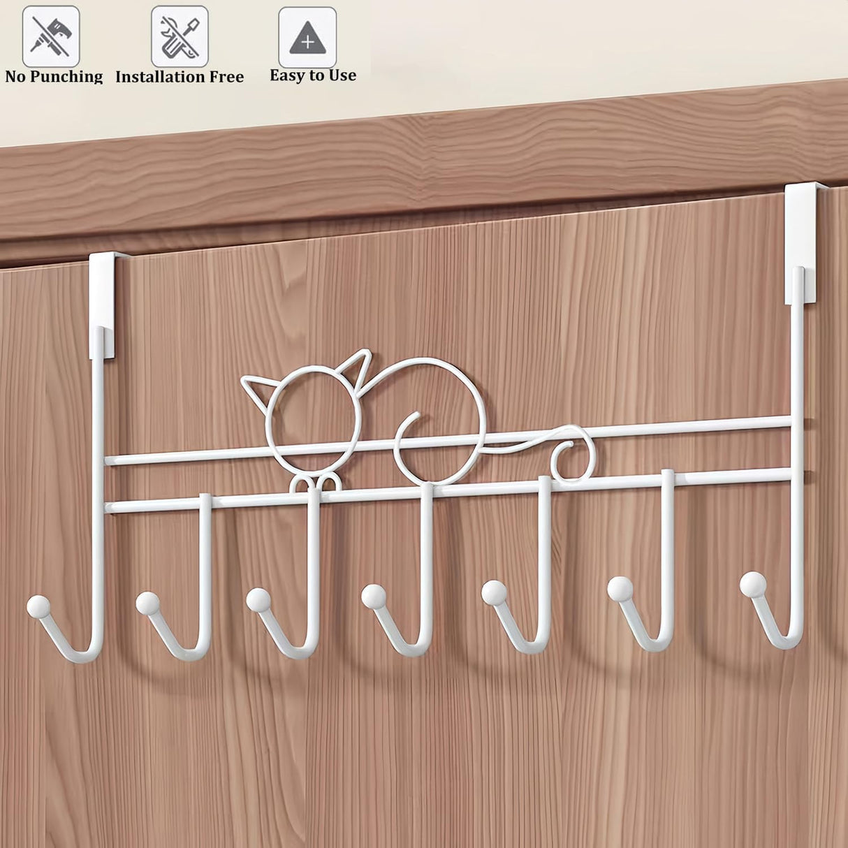 Door hooks, coat hangers for jackets, towels, bags, bathrobes (1 pack, white)