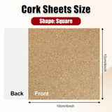 Biaungdo 10 Pcs Self Adhesive Cork Sheets, 4 X 4 Inch Cork Tile Sheet with Adhesive Backing, Square Insulation Sticky Backing Sheets for DIY Coasters, Craft Projects, Wedding Party, Wall Decor