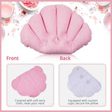 2 Pieces Inlatable Bath Pillow with Suction Cups, Terry Cloth Covered Bath Pillow Shell Shape Bathtub Spa Pillow Comortable Sot Bath Cushion, Neck Support or Bathtub, Hot Tub, Home Spa Tub
