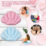 2 Pieces Inlatable Bath Pillow with Suction Cups, Terry Cloth Covered Bath Pillow Shell Shape Bathtub Spa Pillow Comortable Sot Bath Cushion, Neck Support or Bathtub, Hot Tub, Home Spa Tub