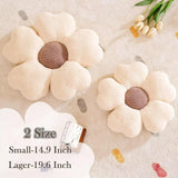 Flower Throw Pillow, Cute Flower Shaped Pillow Decorative Throw Pillow for Bed Couch, Soft Daisy Pillows Floor Seating Cushion Cushions (14.9 Inch Ivory+Brown)