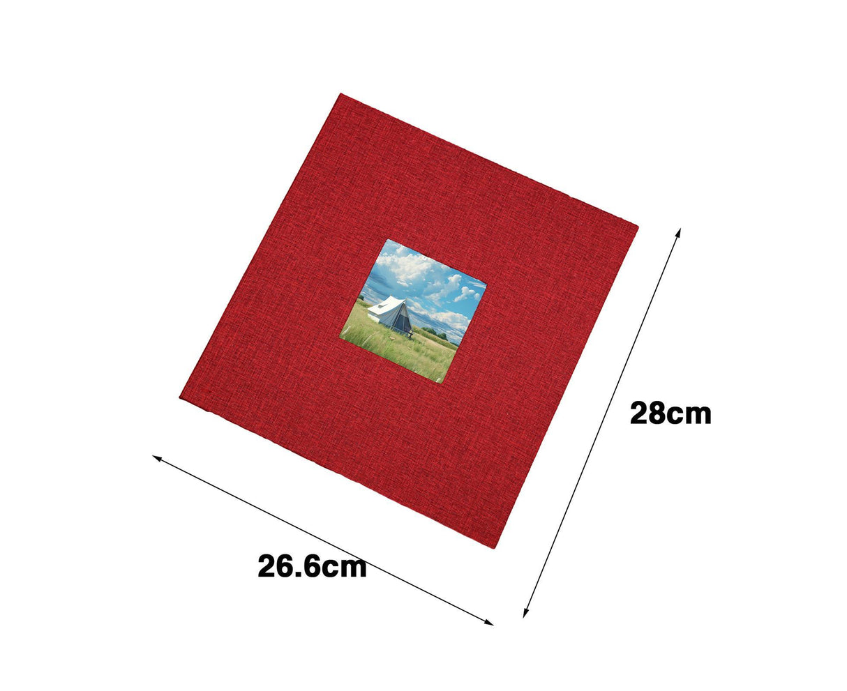 Photo Album 40 Pages Linen Cover Hardcover Reusable Sticky Stamp Collection Book Family Photos Storage Memory Book Scrapbook with Box - Red