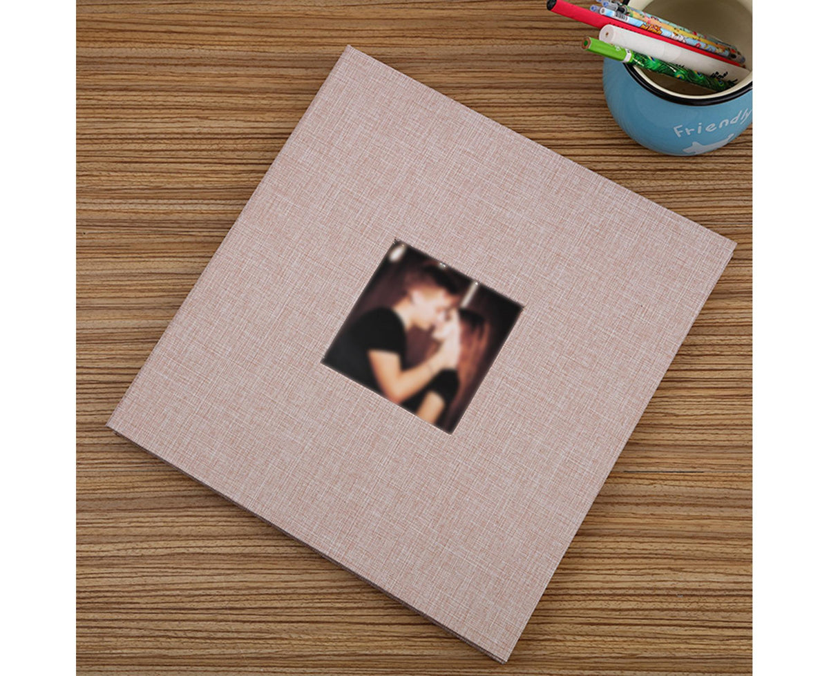 Photo Album 40 Pages Linen Cover Hardcover Reusable Sticky Stamp Collection Book Family Photos Storage Memory Book Scrapbook with Box - Beige