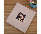Photo Album 40 Pages Linen Cover Hardcover Reusable Sticky Stamp Collection Book Family Photos Storage Memory Book Scrapbook with Box - Beige