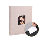 Photo Album 40 Pages Linen Cover Hardcover Reusable Sticky Stamp Collection Book Family Photos Storage Memory Book Scrapbook with Box - Beige