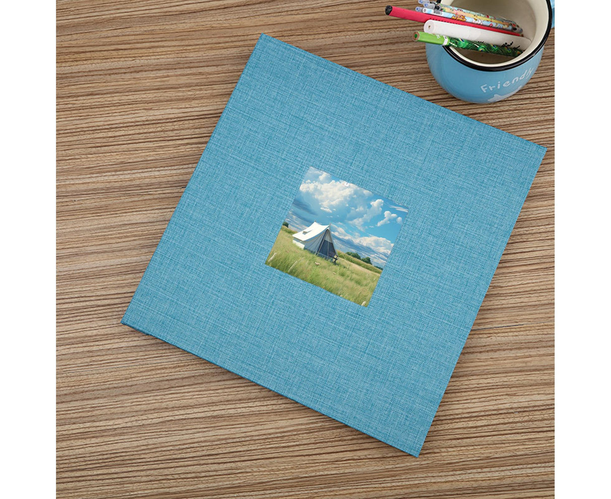 Photo Album 40 Pages Linen Cover Hardcover Reusable Sticky Stamp Collection Book Family Photos Storage Memory Book Scrapbook with Box - Blue