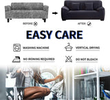 2 Seater Square Stretch Sofa Cover with Armrests and Cushion Covers