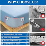 Bed Sheet Holder Clips for Thin Sheets, Grey, Secure Fit Fasteners