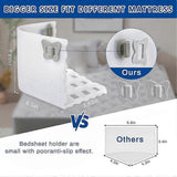 Bed Sheet Holder Clips for Thin Sheets, White, Secure Fit Fasteners