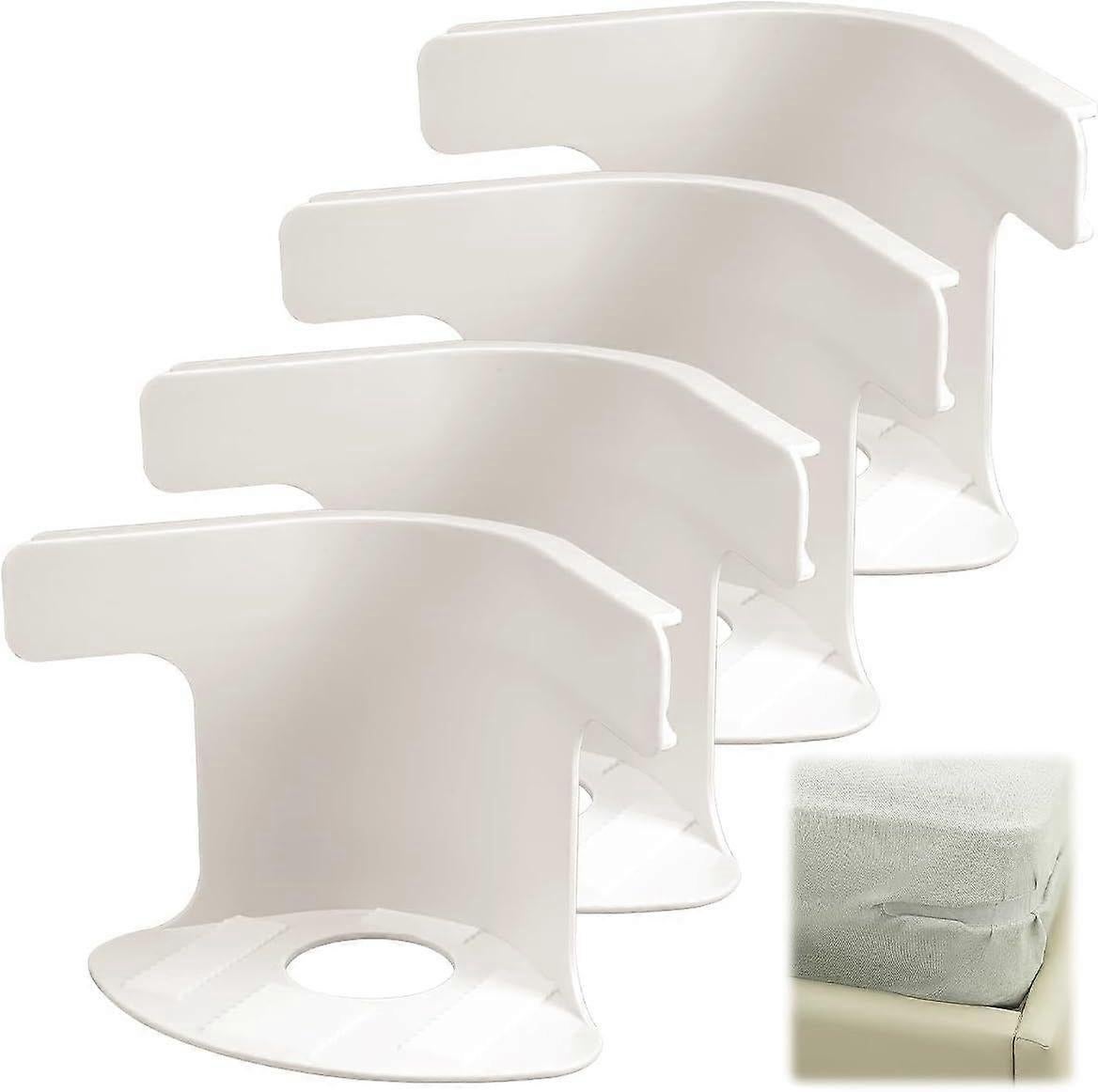 4PCS Lock Sheet Holders, Heavy Duty Fitted Sheet Straps, White