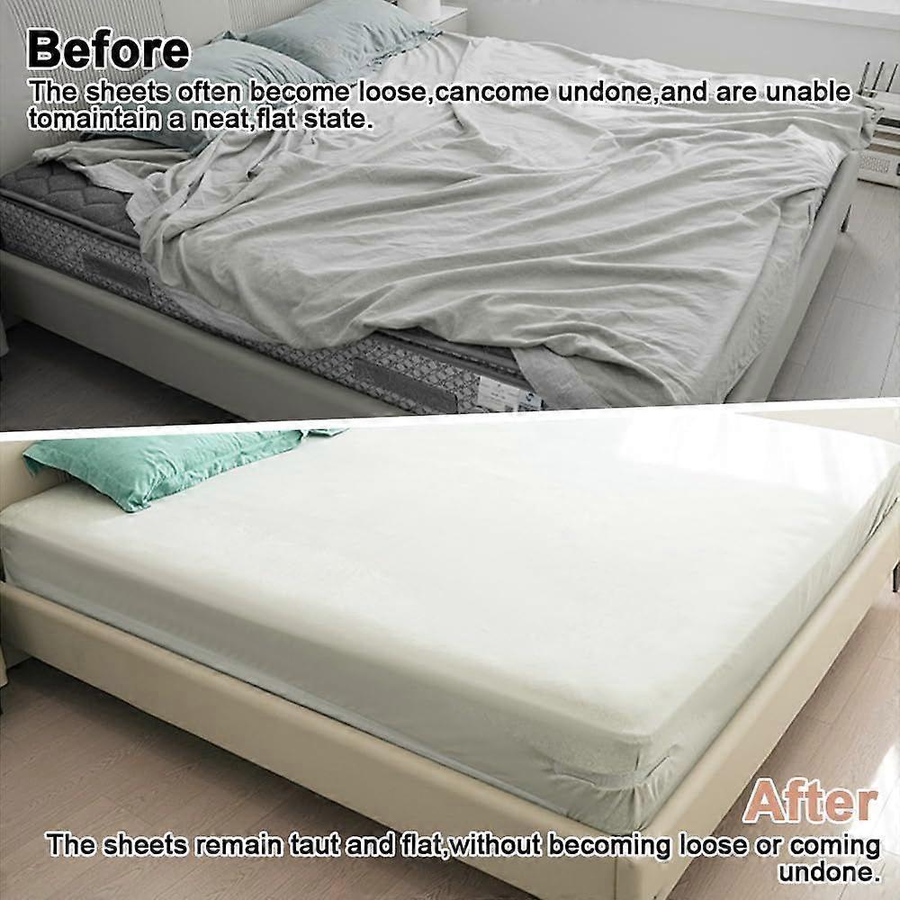 4PCS Lock Sheet Holders, Heavy Duty Fitted Sheet Straps, White