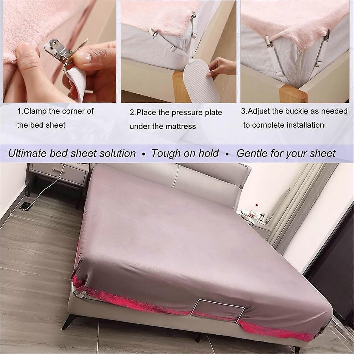 4PCS Adjustable Bed Sheet Holder Clips for Fitted Sheets