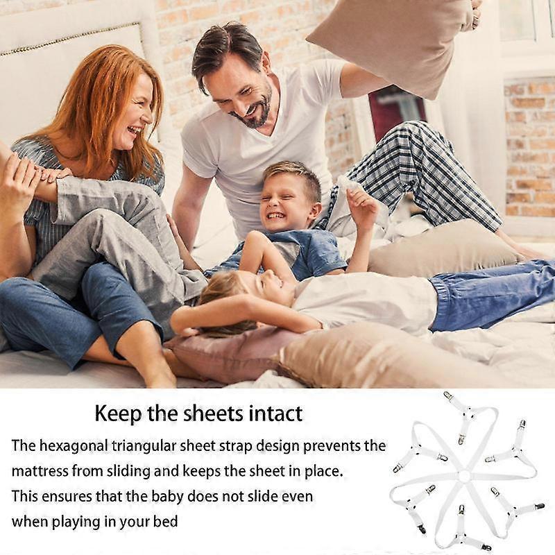 6-Head Elastic Bed Sheet Holder Clips, Adjustable Strong Grippers